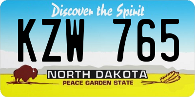 ND license plate KZW765