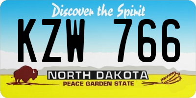 ND license plate KZW766