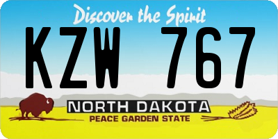 ND license plate KZW767