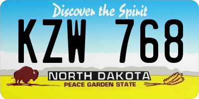 ND license plate KZW768