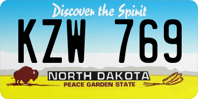 ND license plate KZW769