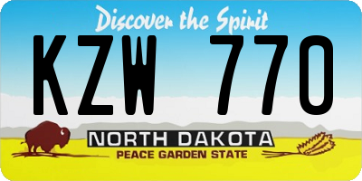 ND license plate KZW770