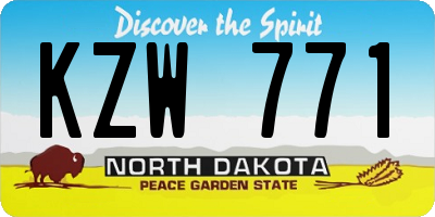 ND license plate KZW771