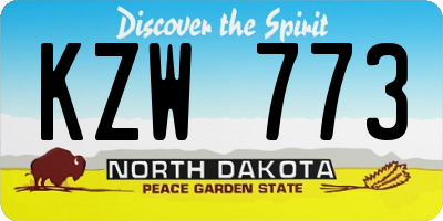 ND license plate KZW773