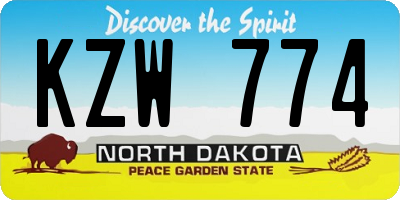 ND license plate KZW774