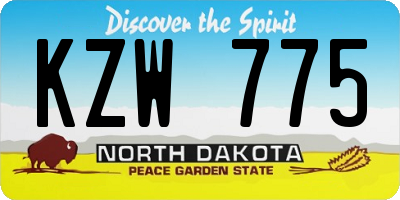 ND license plate KZW775