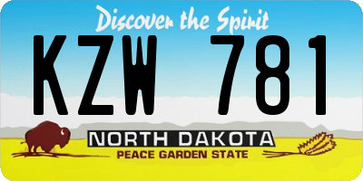 ND license plate KZW781