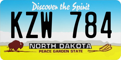 ND license plate KZW784