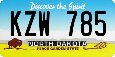 ND license plate KZW785