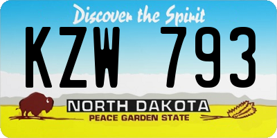 ND license plate KZW793