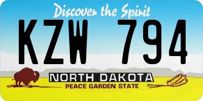 ND license plate KZW794