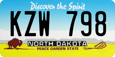 ND license plate KZW798