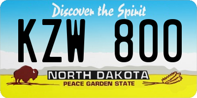 ND license plate KZW800