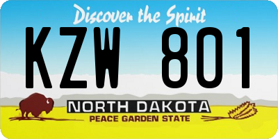 ND license plate KZW801