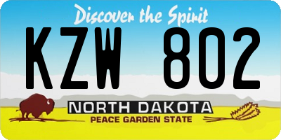 ND license plate KZW802