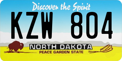 ND license plate KZW804
