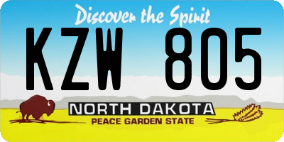 ND license plate KZW805