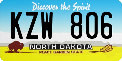 ND license plate KZW806