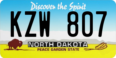 ND license plate KZW807