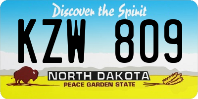 ND license plate KZW809