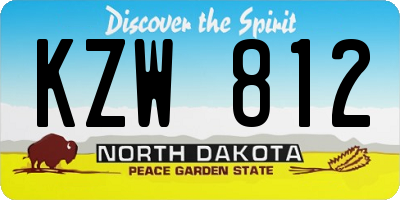 ND license plate KZW812