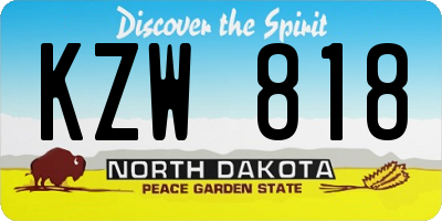 ND license plate KZW818