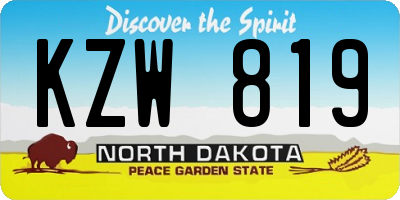 ND license plate KZW819