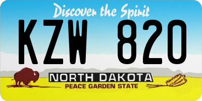 ND license plate KZW820