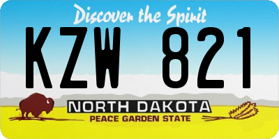 ND license plate KZW821