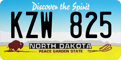 ND license plate KZW825