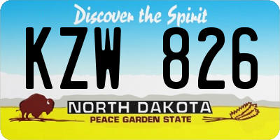 ND license plate KZW826