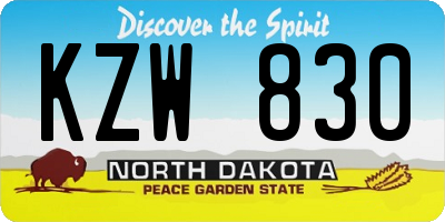ND license plate KZW830