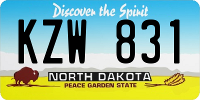 ND license plate KZW831