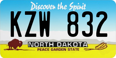 ND license plate KZW832