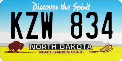 ND license plate KZW834