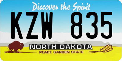 ND license plate KZW835