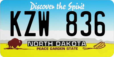 ND license plate KZW836