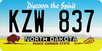 ND license plate KZW837