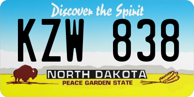 ND license plate KZW838