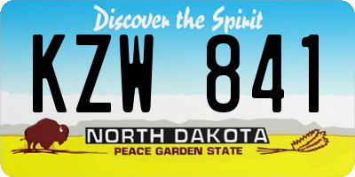ND license plate KZW841