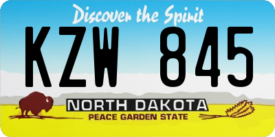 ND license plate KZW845