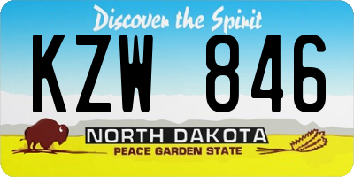 ND license plate KZW846