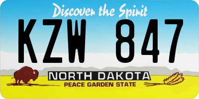 ND license plate KZW847