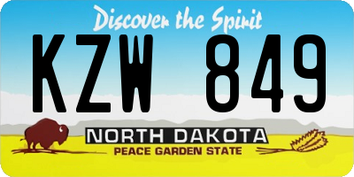 ND license plate KZW849