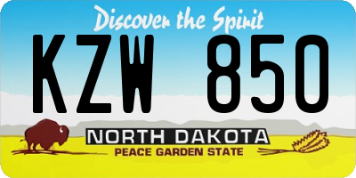 ND license plate KZW850