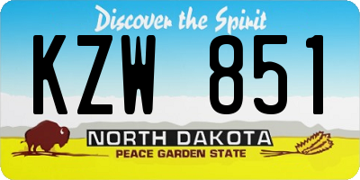 ND license plate KZW851