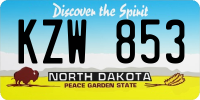 ND license plate KZW853