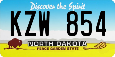 ND license plate KZW854