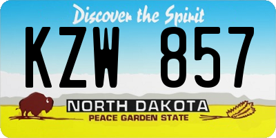 ND license plate KZW857