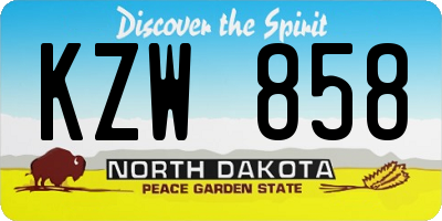 ND license plate KZW858